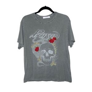 DAYDREAMER Poison Embroidered Roses Graphic Print Skull and Snake Band Tee